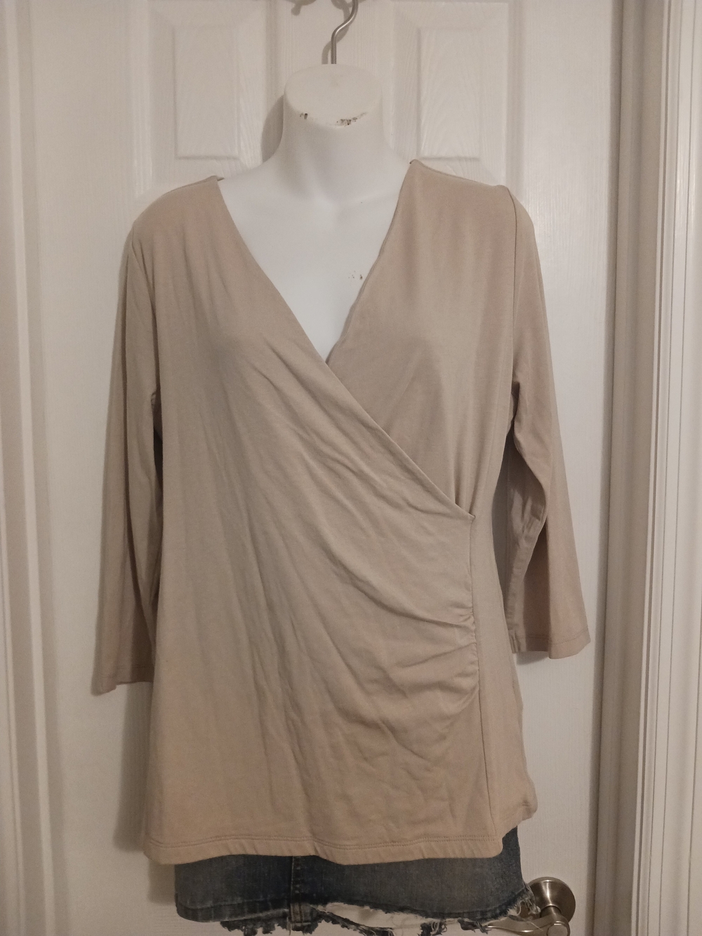 Soft Surroundings Beige Alyssa Knit Pullover Top Womens Sz Med